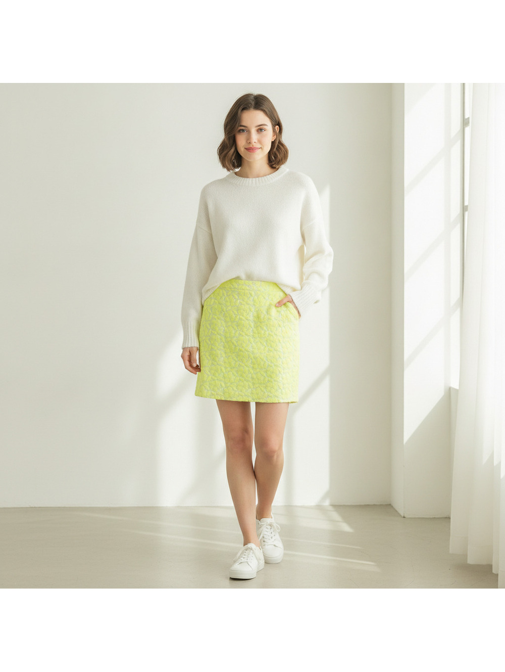 J.Crew Yellow Floral Embroidered Mini Skirt Size 4